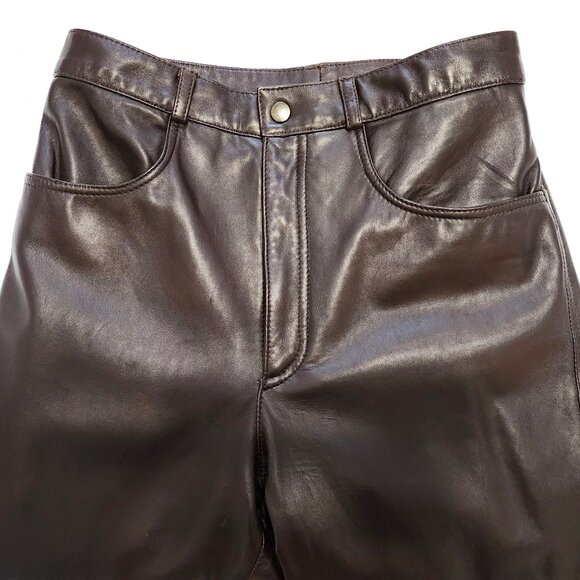 Bianca Nygard Pants - Bianca Nygard Women's Chocolate Brown High Waisted Leather Pants Size 8